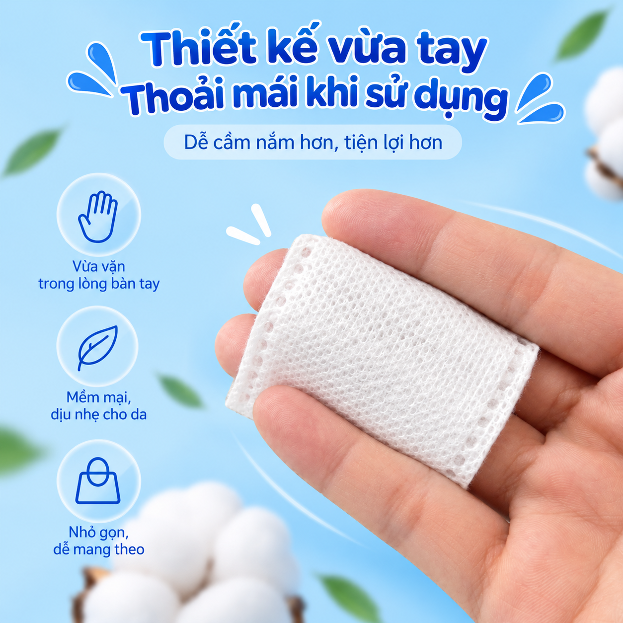 Bông tẩy trang 222 miếng Likado 3 lớp 2 mặt chất liệu Cotton túi 222 miếng