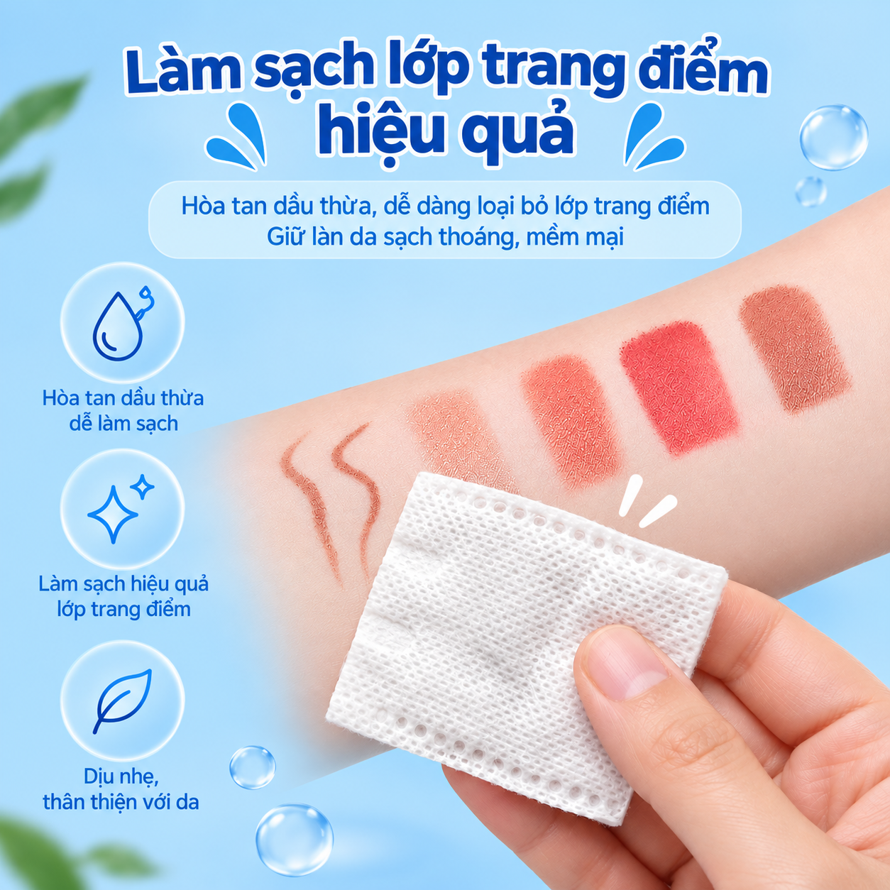 Bông tẩy trang 222 miếng Likado 3 lớp 2 mặt chất liệu Cotton túi 222 miếng