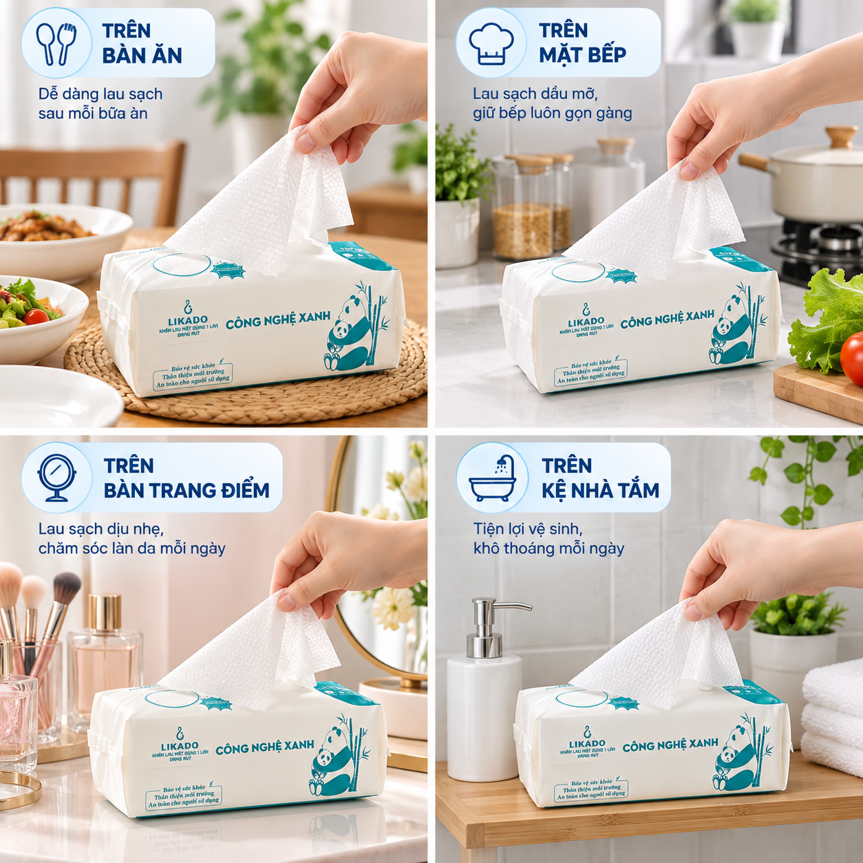 Khăn lau mặt dùng 1 lần spa (80 khăn) dạng rút LIKADO kích thước (20x20cm)(1 túi)