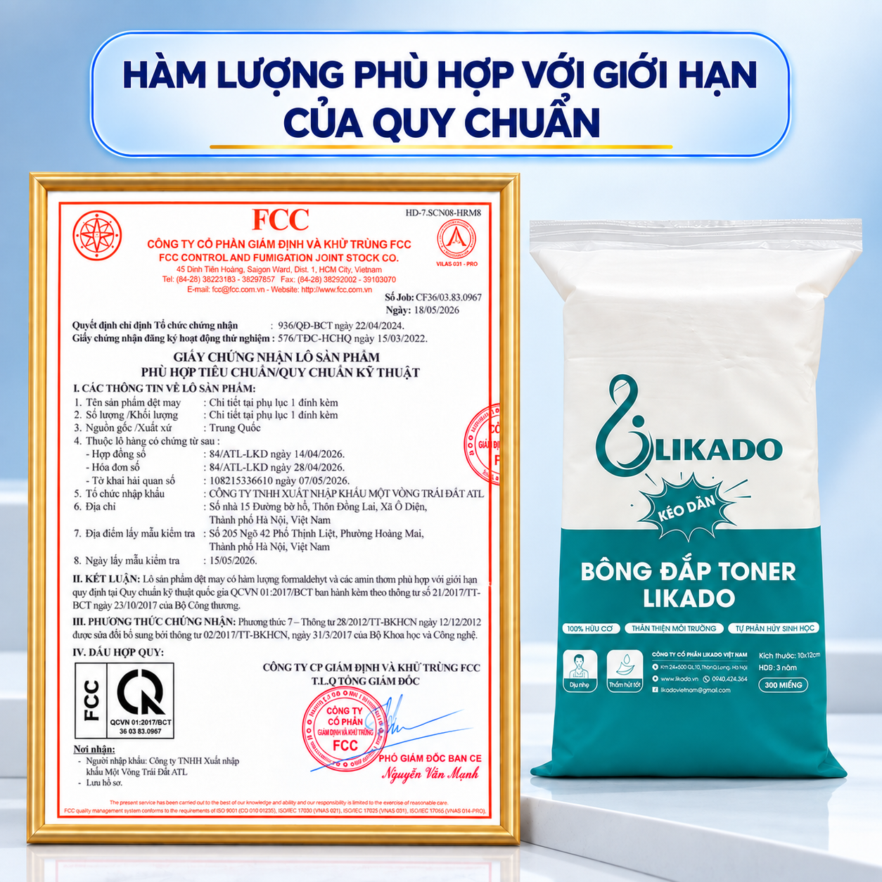 Bông đắp toner lotion mask kéo dãn Likado túi 300 miếng cotton mềm