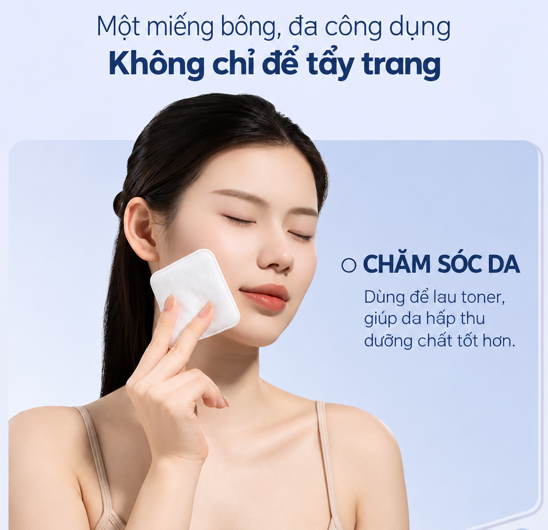 Bông tẩy trang Likado Túi 400 miếng bông hữu cơ kích thước 5 * 6cm