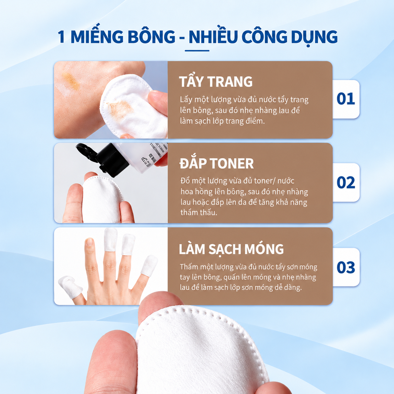 Bông tẩy trang Likado miếng tròn 100 miếng (bông cây)