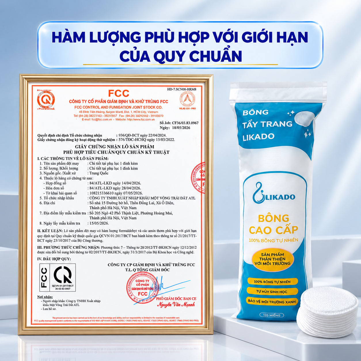 Bông tẩy trang Likado miếng tròn 100 miếng (bông cây)