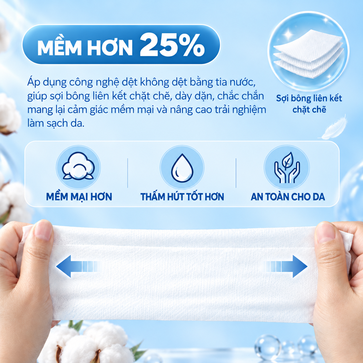 Khăn khô đa năng Likado 400 tờ 100% cotton kích thước 15*20cm
