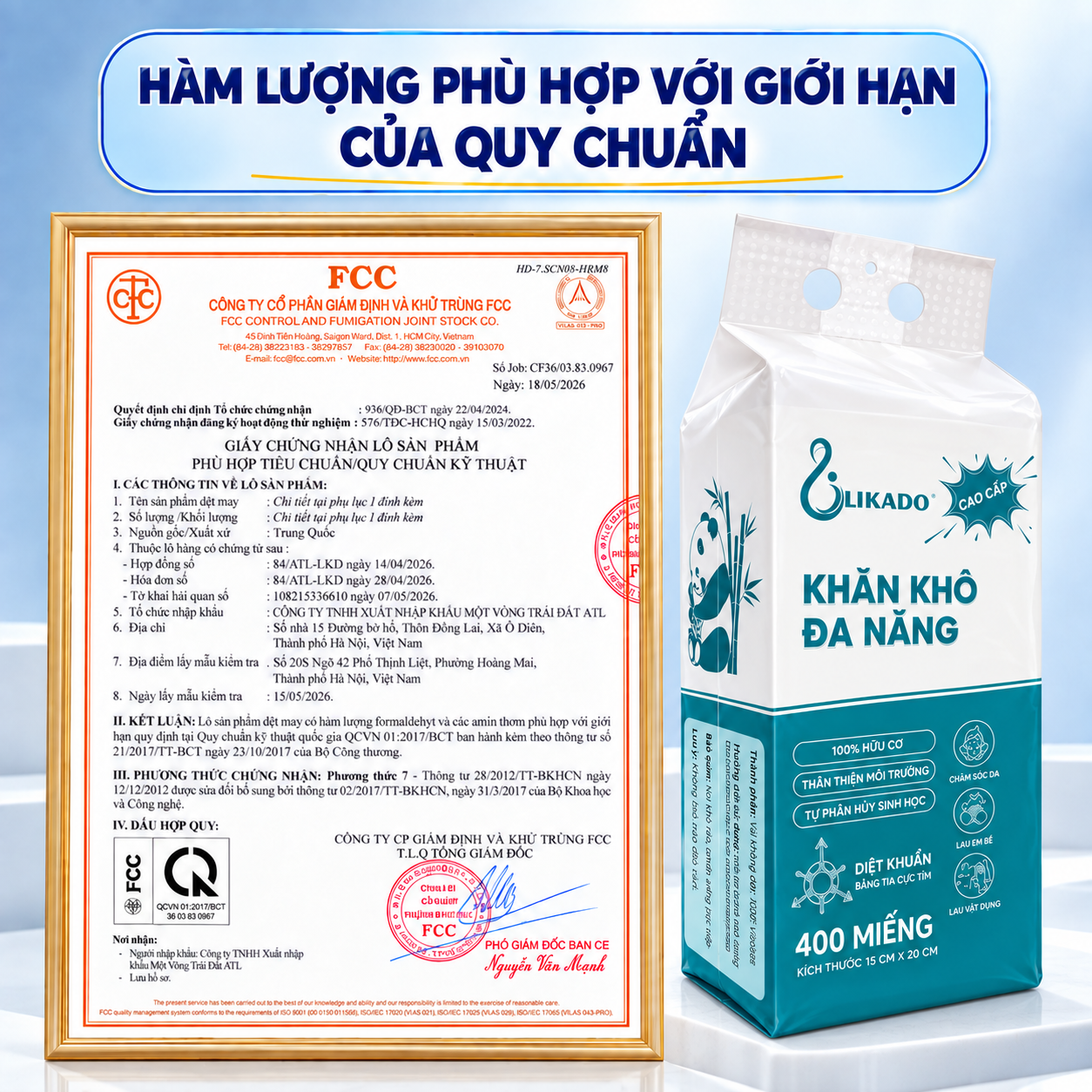 Khăn khô đa năng Likado 400 tờ 100% cotton kích thước 15*20cm