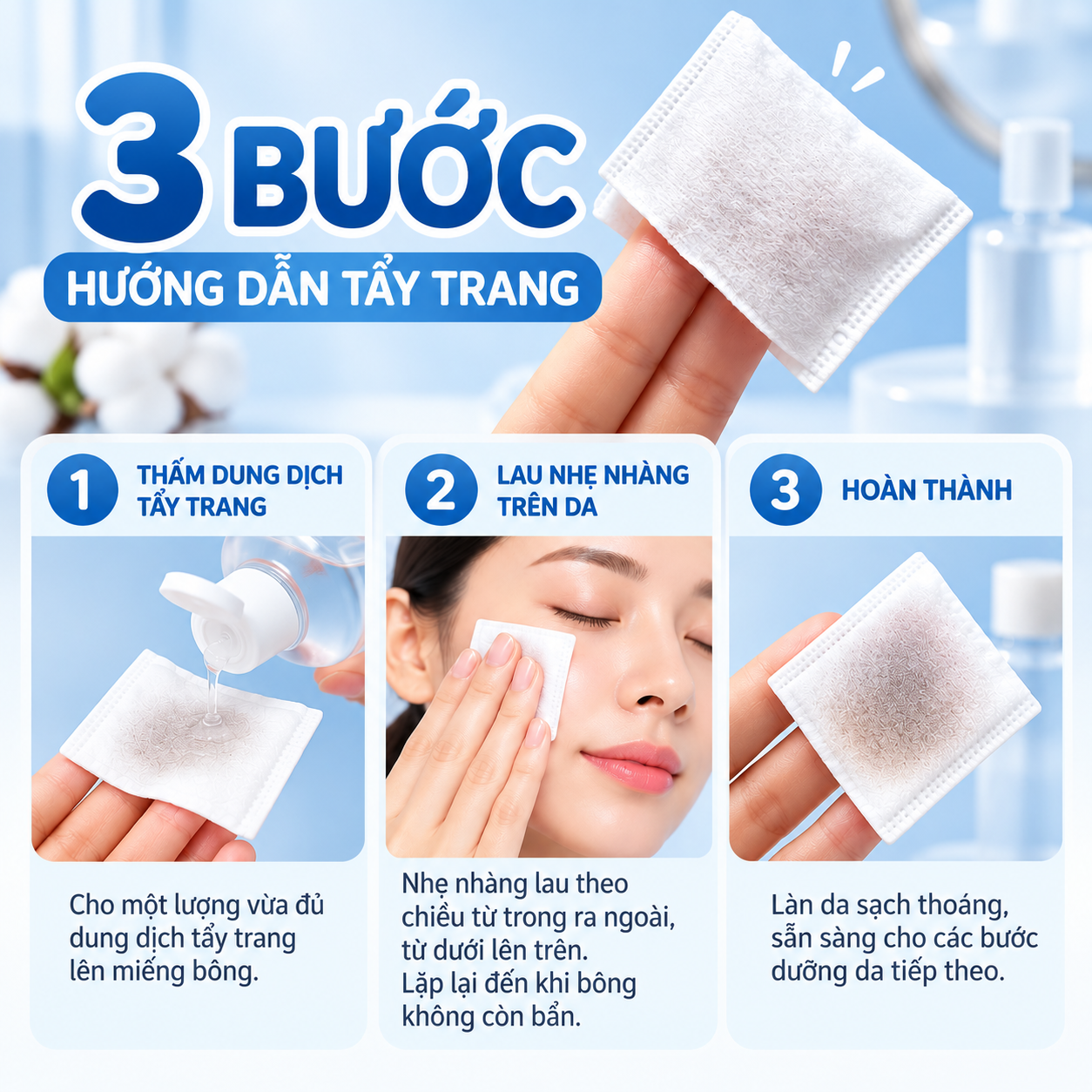 Bông tẩy trang cao cấp 120 miếng dạng túi likado