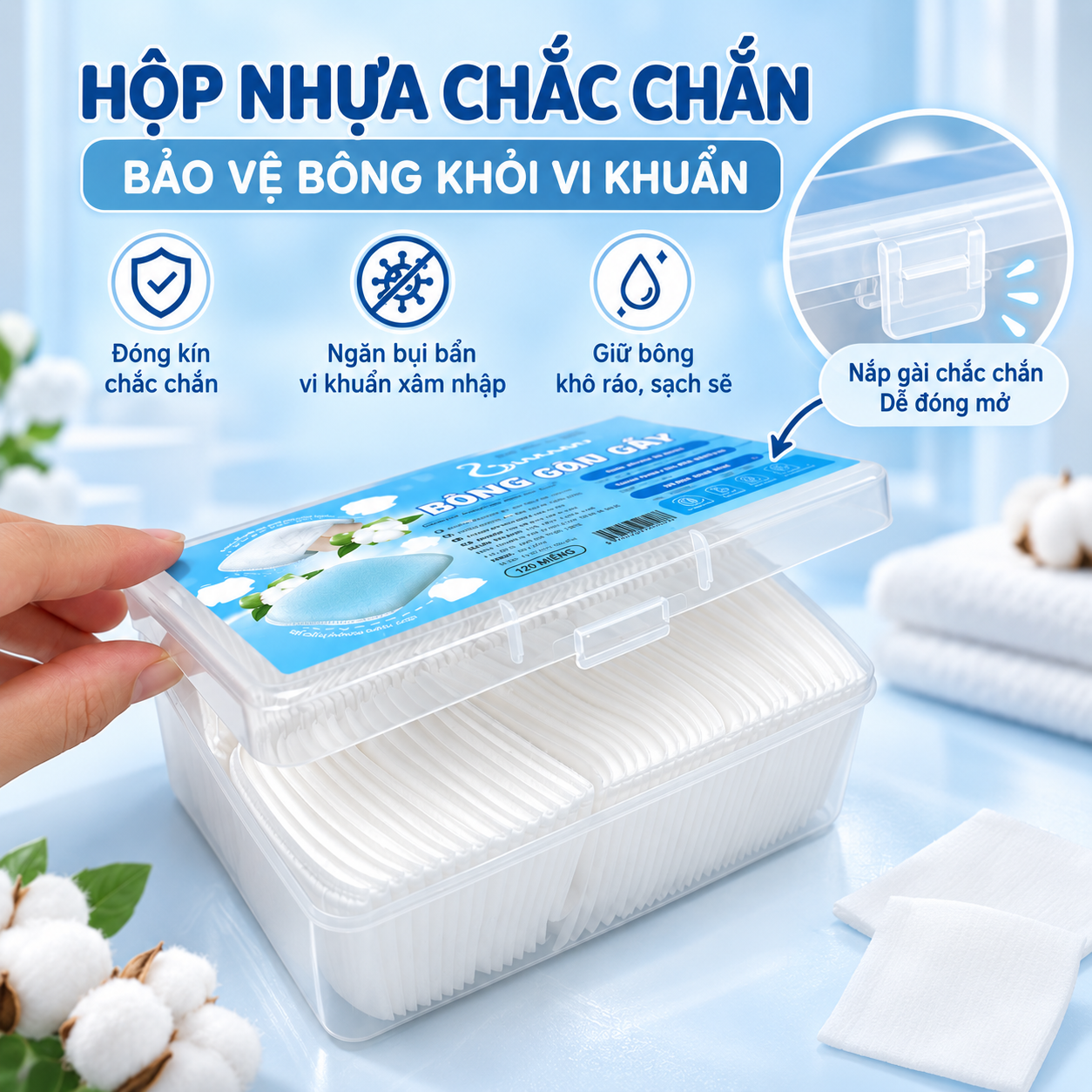 Bông tẩy trang cao cấp 120 miếng dạng túi likado