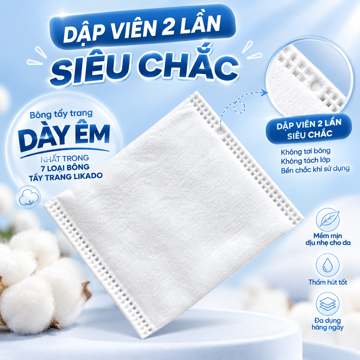 Bông tẩy trang cao cấp 120 miếng dạng túi likado
