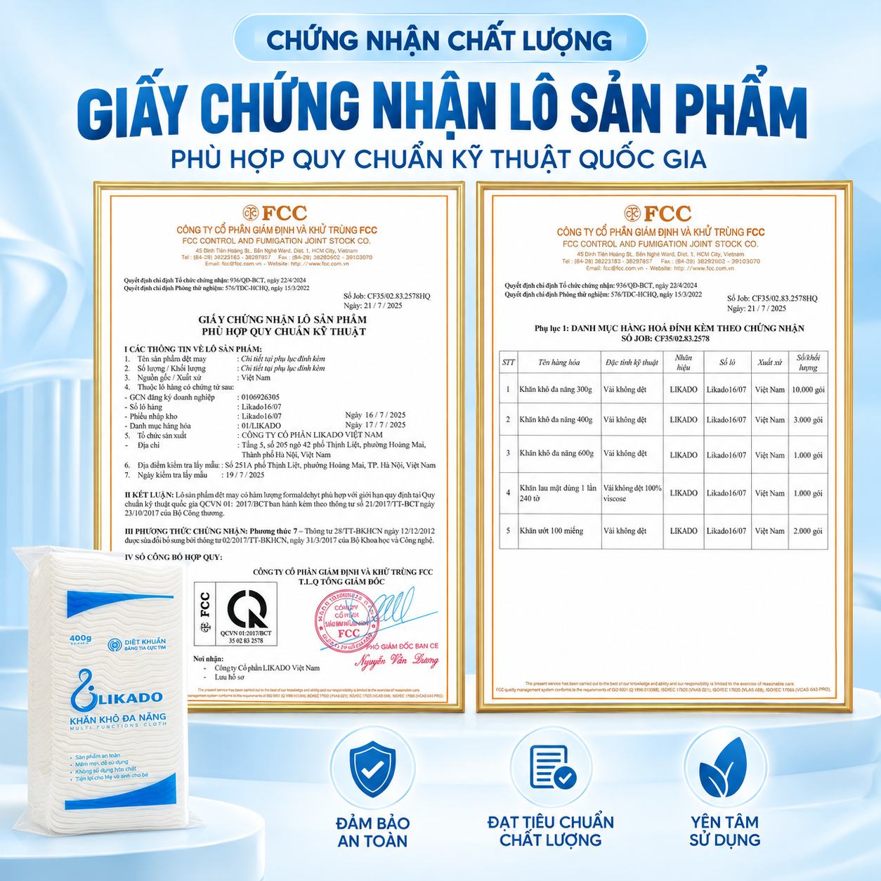 Combo 5 tặng 1 khăn vải đa năng Likado 400g gấp tư
