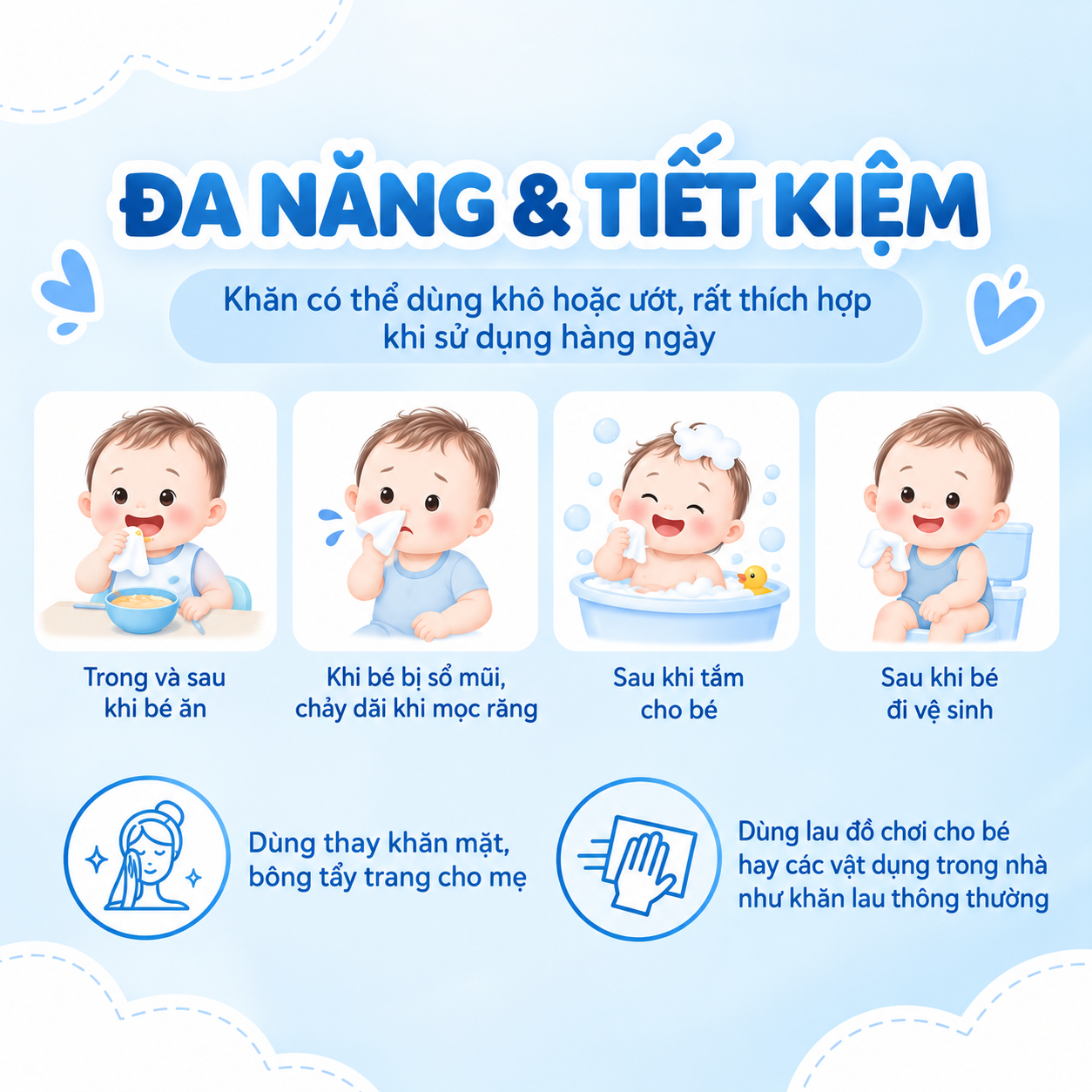 Khăn khô đa năng Likado dạng cuộn lớn 500g