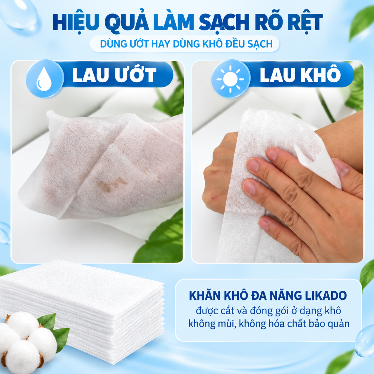 Combo 5 gói  khăn vải đa năng Likado 300g gấp đôi