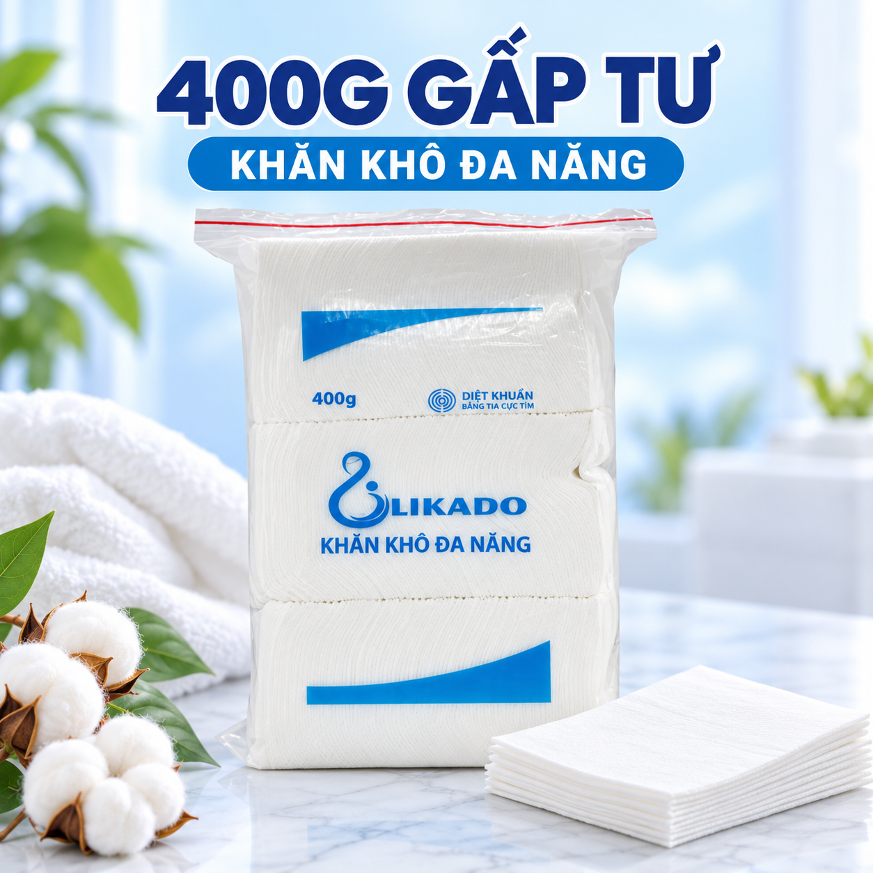 Khăn khô đa năng Likado 400gr kích thước 15x20cm