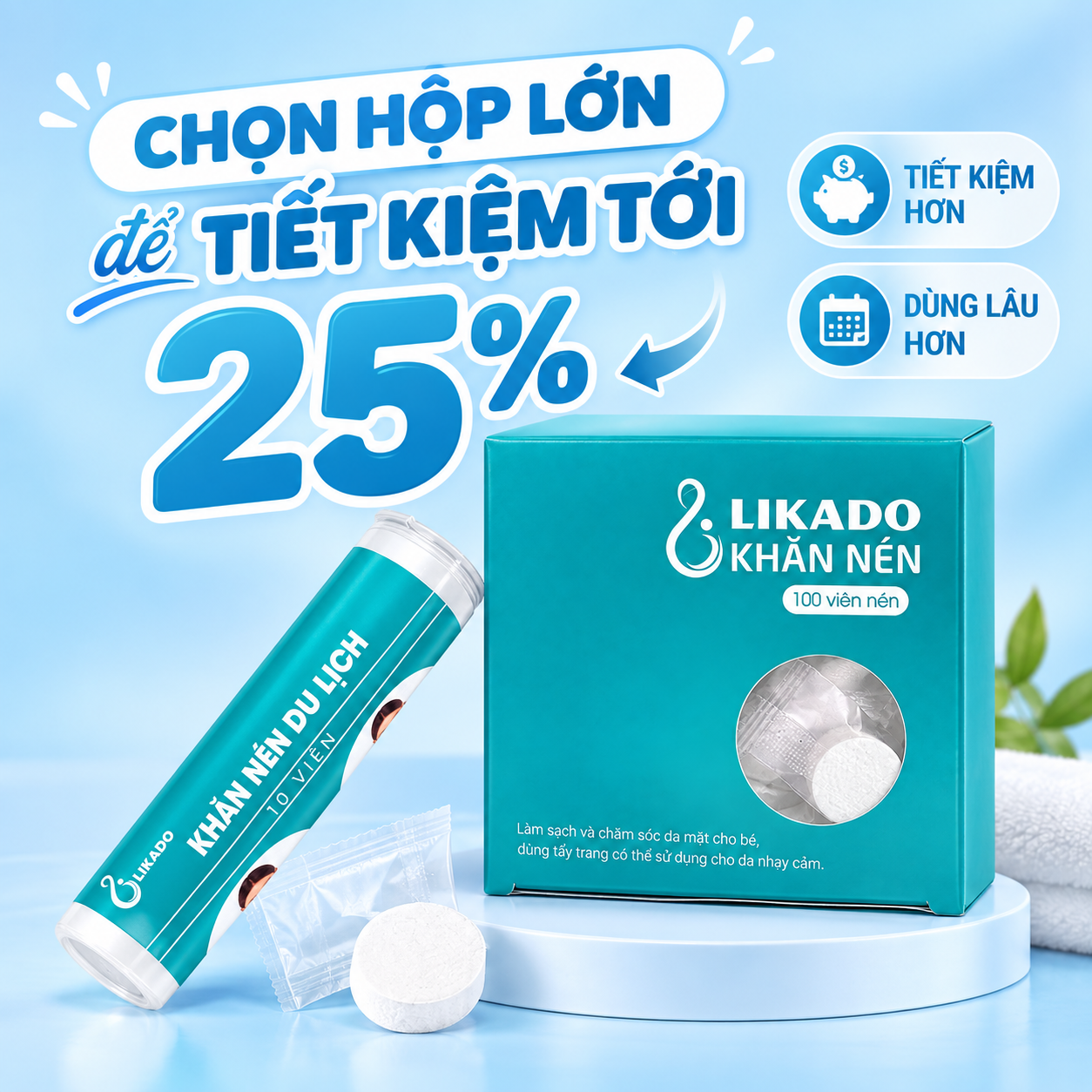 Khăn nén Likado hộp 100 viên