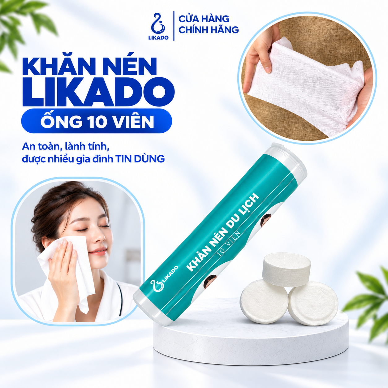 Khăn nén du lịch likado dạng ống 10 viên