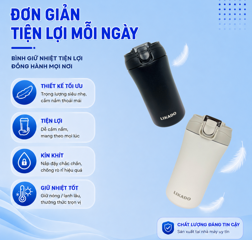 Bình giữ nhiệt Likado inox 304 cao cấp giữ nhiệt lâu dung tích 400ml