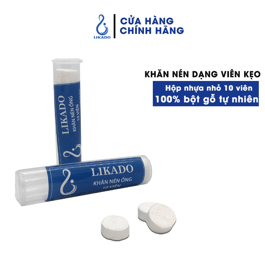 Khăn Giấy Nén Dạng Viên Kẹo Likado dạng ống 10 viên