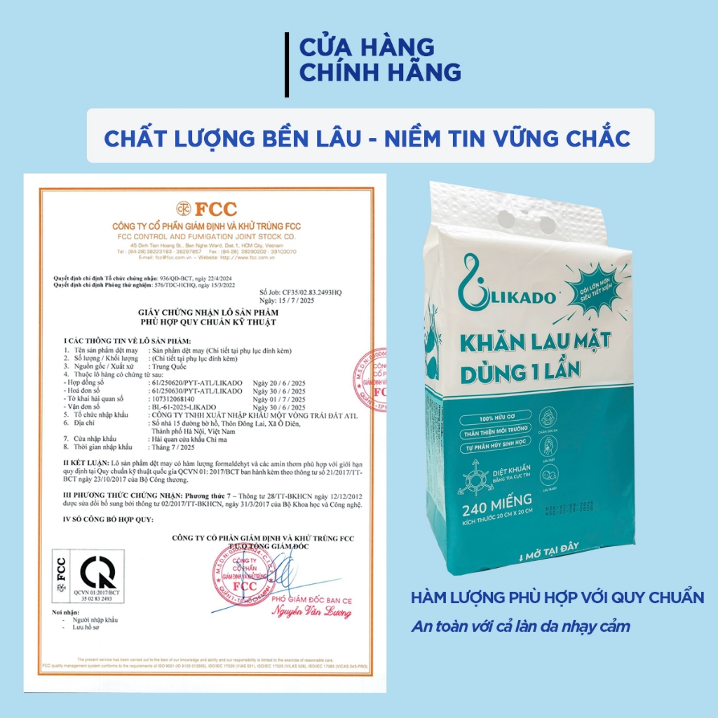 Khăn lau mặt dùng 1 lần spa dạng rút túi lớn 240 TỜ LIKADO kích thước (20x20cm)