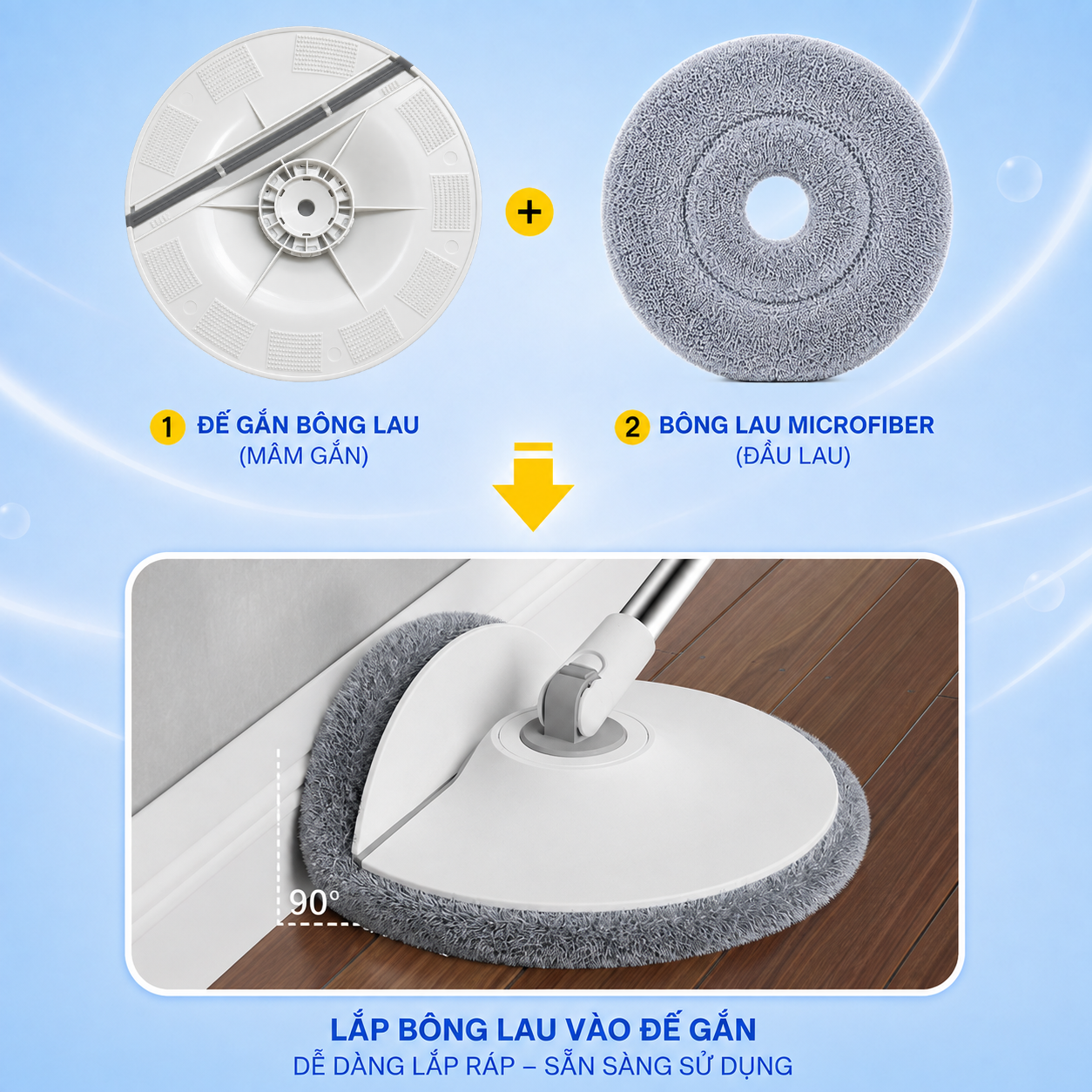 Cây lau nhà thông minh tách nước bẩn Likado LKD 817 Thùng tròn