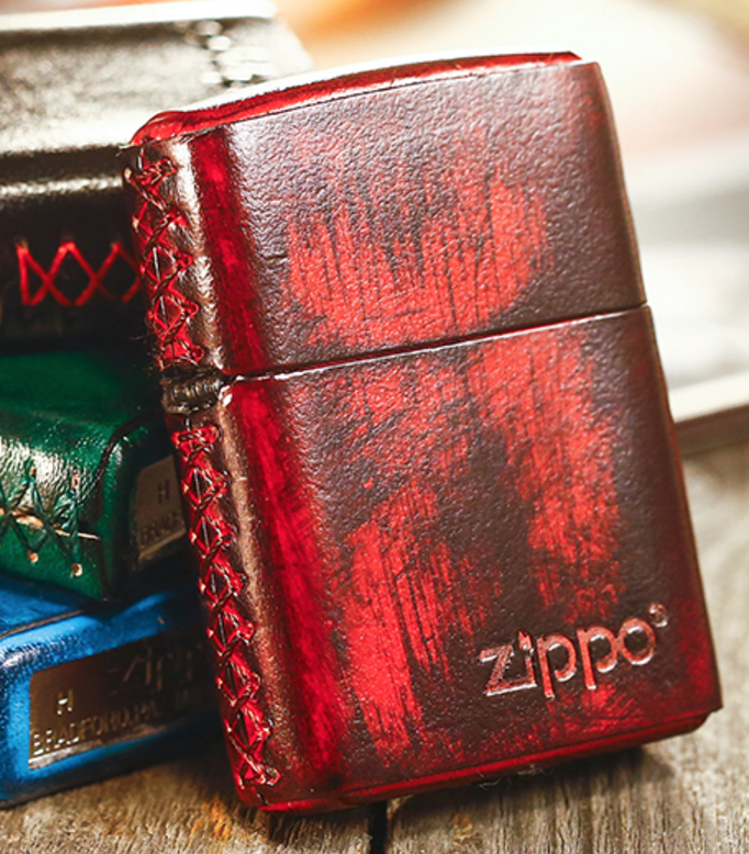 zippo phủ da