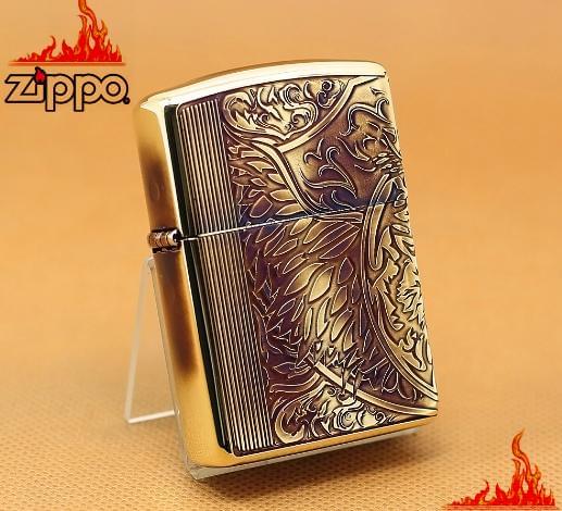 Zippo Armor Copper sói 3 mặt dập nổi 2