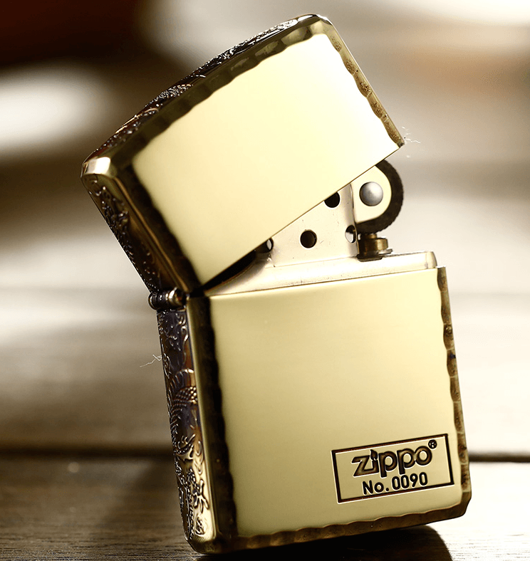 Zippo áo giáp vàng giới hạn rồng lượn sóng viền hông