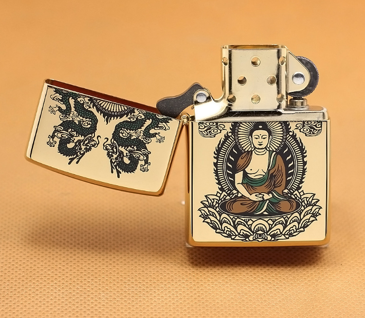 Zippo Phật mạ vàng 24k 4