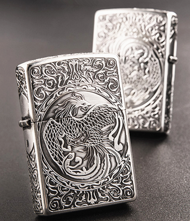 Zippo phượng hoàng silver dập nổi sắc sảo