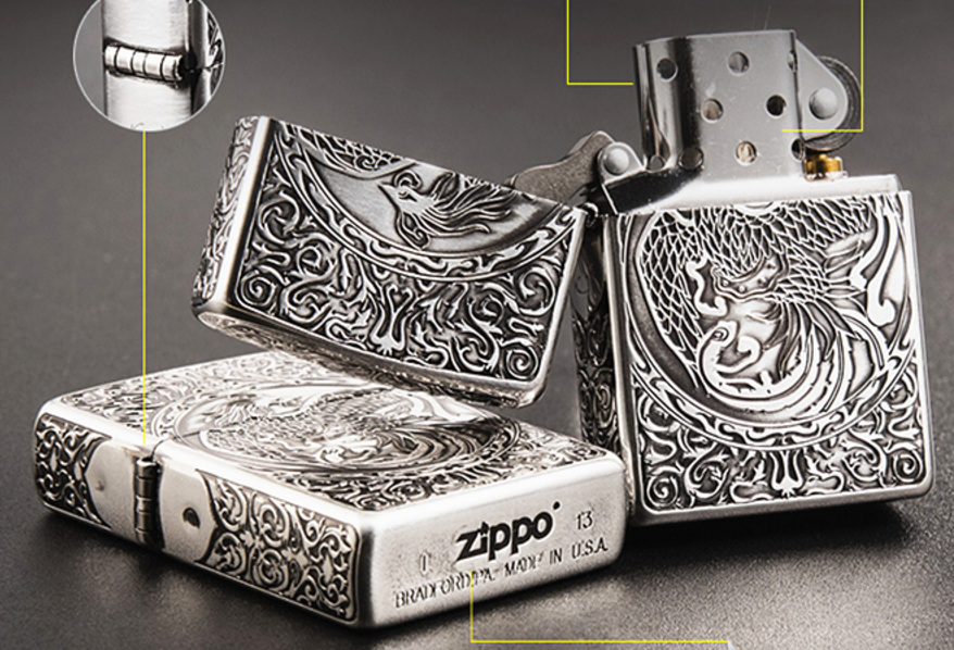 bật lửa Zippo phượng hoàng silver dập nổi sắc sảo