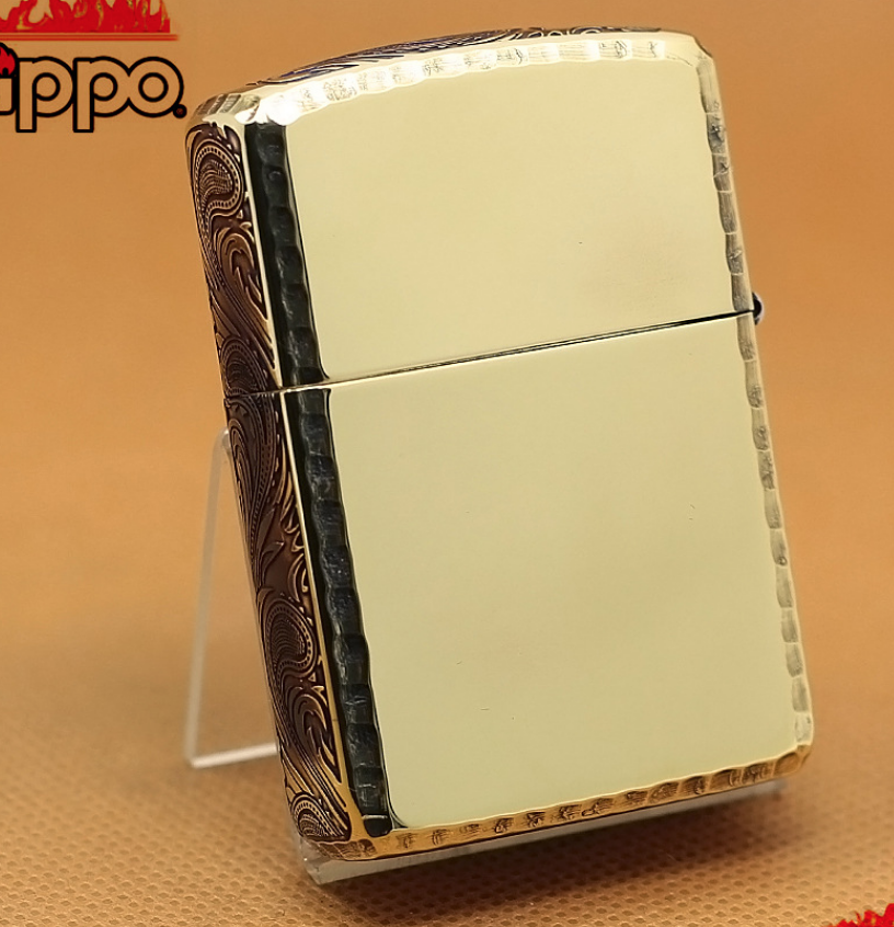 Zippo áo giáp mạ vàng giới hạn hoa văn lượn sóng