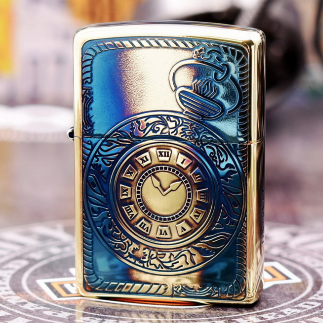 Zippo dập nổi đồng hổ