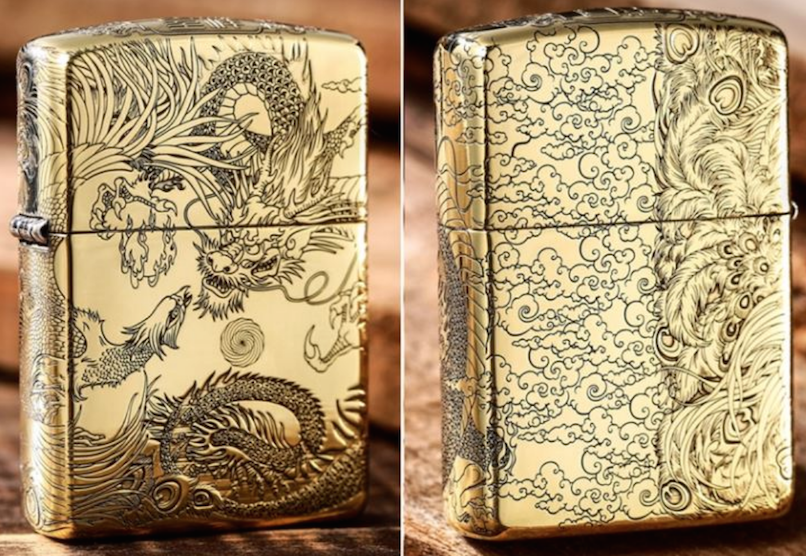 Zippo rồng phượng đồng dày