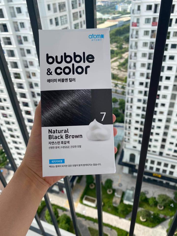 Dầu gội nhuộm tóc Atomy màu nâu - Atomy Bubble & Color số 5