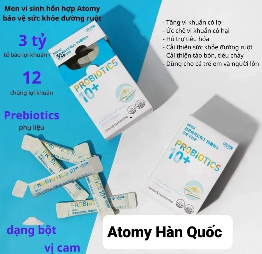 Men vi sinh sống tạo lợi khuẩn cho đường ruột -  Atomy Probiotics 10+ Plus (combo 120 gói)