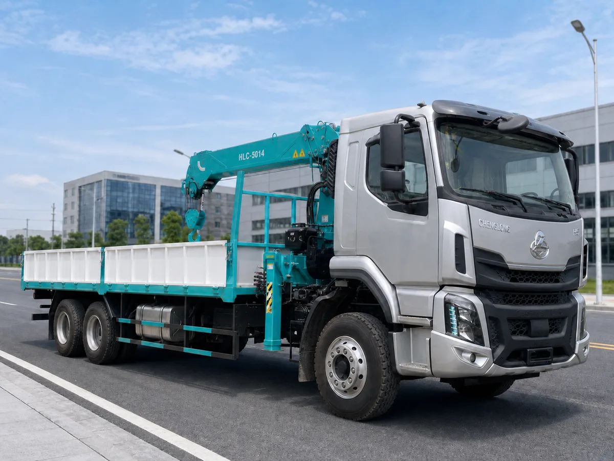 Xe tải Chenglong gắn cẩu 5 tấn: 5 mốc hoàn thiện tại xưởng