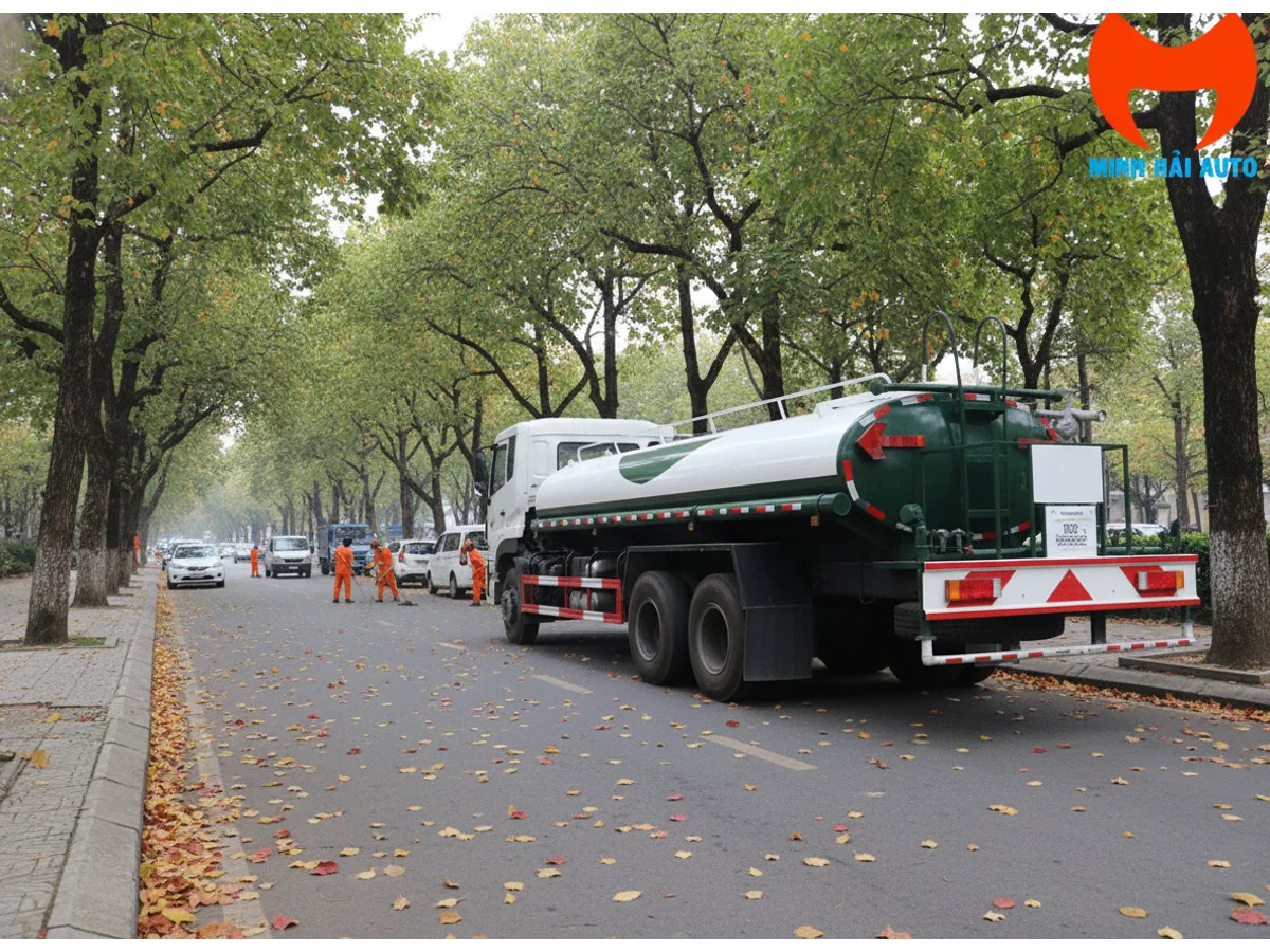 Súng phun cao áp của xe bồn phun nước 13 khối với khả năng phun xa mạnh mẽ