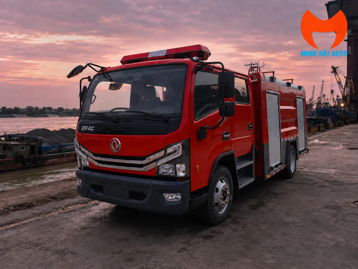 Xe cứu hỏa Dongfeng tại khu bến bãi và logistics