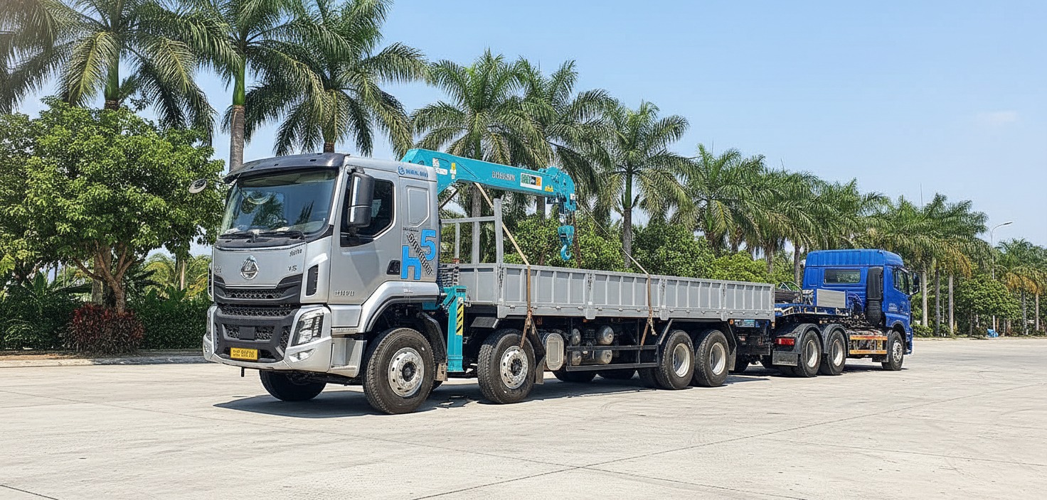 Bàn giao xe cẩu Chenglong 5 tấn cho khách hàng