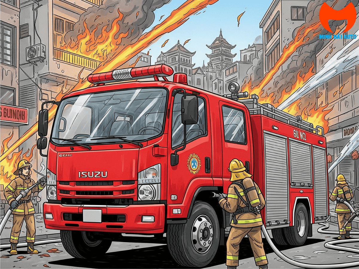 Xe Cứu Hỏa Isuzu 6 Khối dạng phong cách ảnh