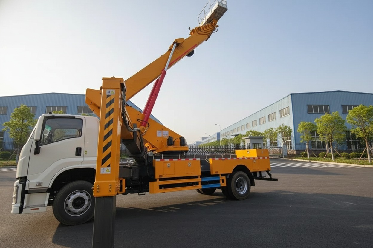 Bàn giao xe nâng người Shacman 40m cho khách hàng