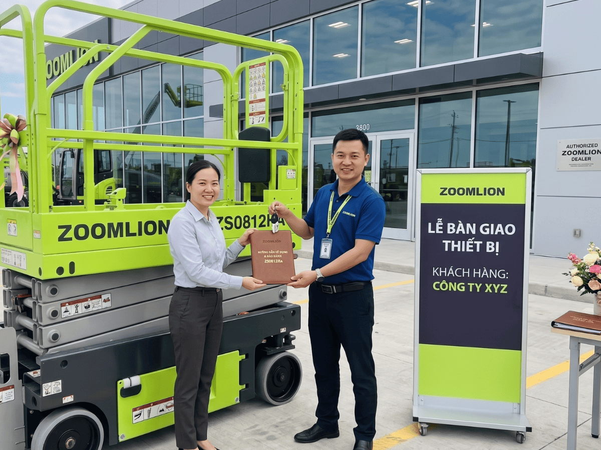 Bàn giao xe nâng người Zoomlion ZS0812HA tại Minh Hải Auto