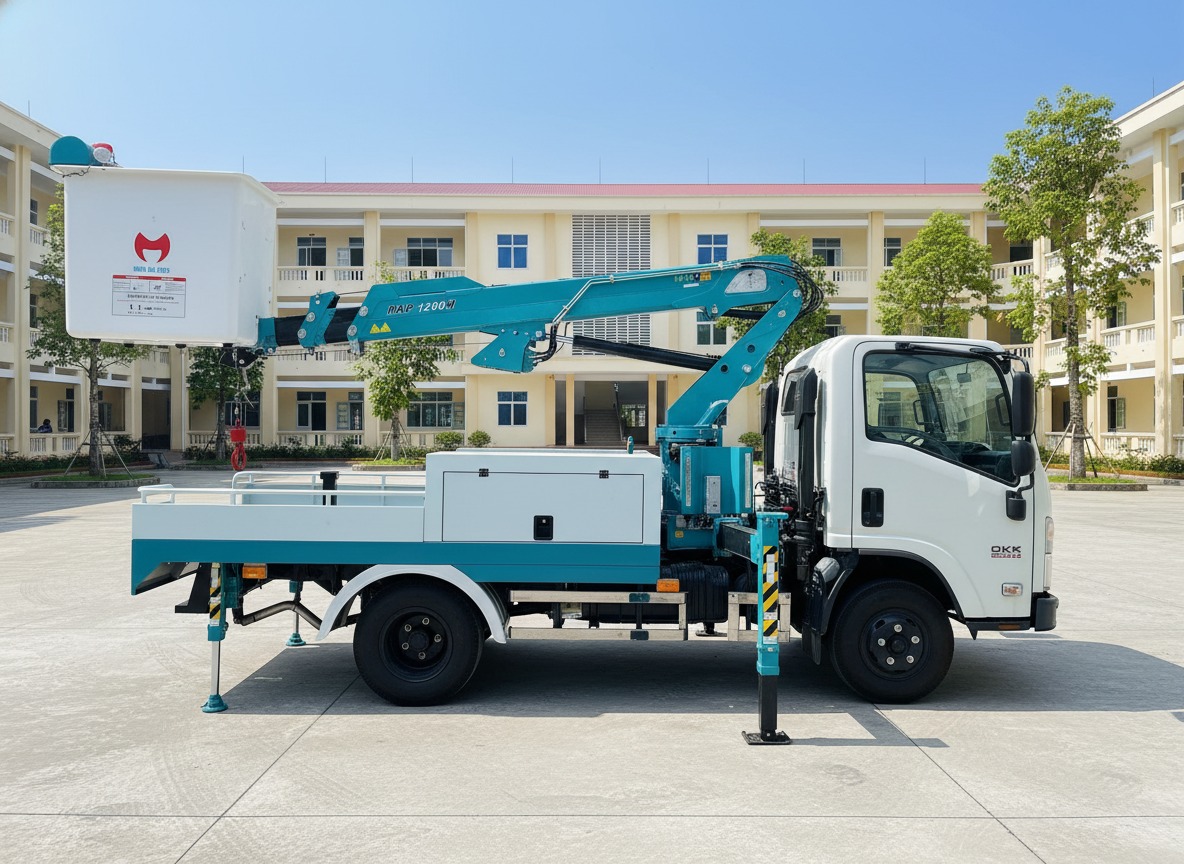 Bảng điều khiển và hệ thống an toàn trên xe nâng người Hyundai Everdigm HAP-1200M.