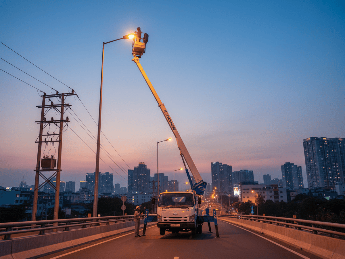 Bảng thông số góc quay toa và tầm với Xe nâng 20m