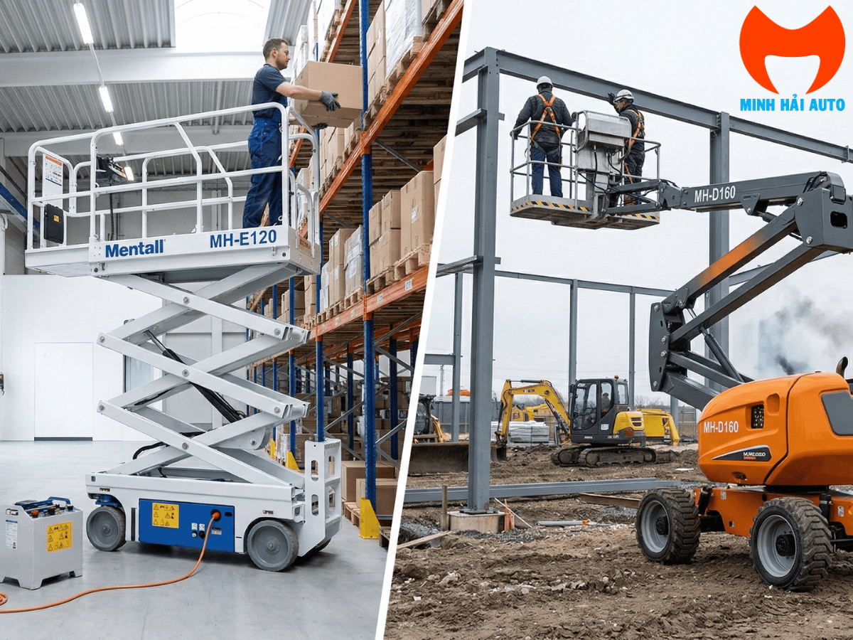 Bảng so sánh xe nâng người điện và diesel về chi phí vận hành và ứng dụng