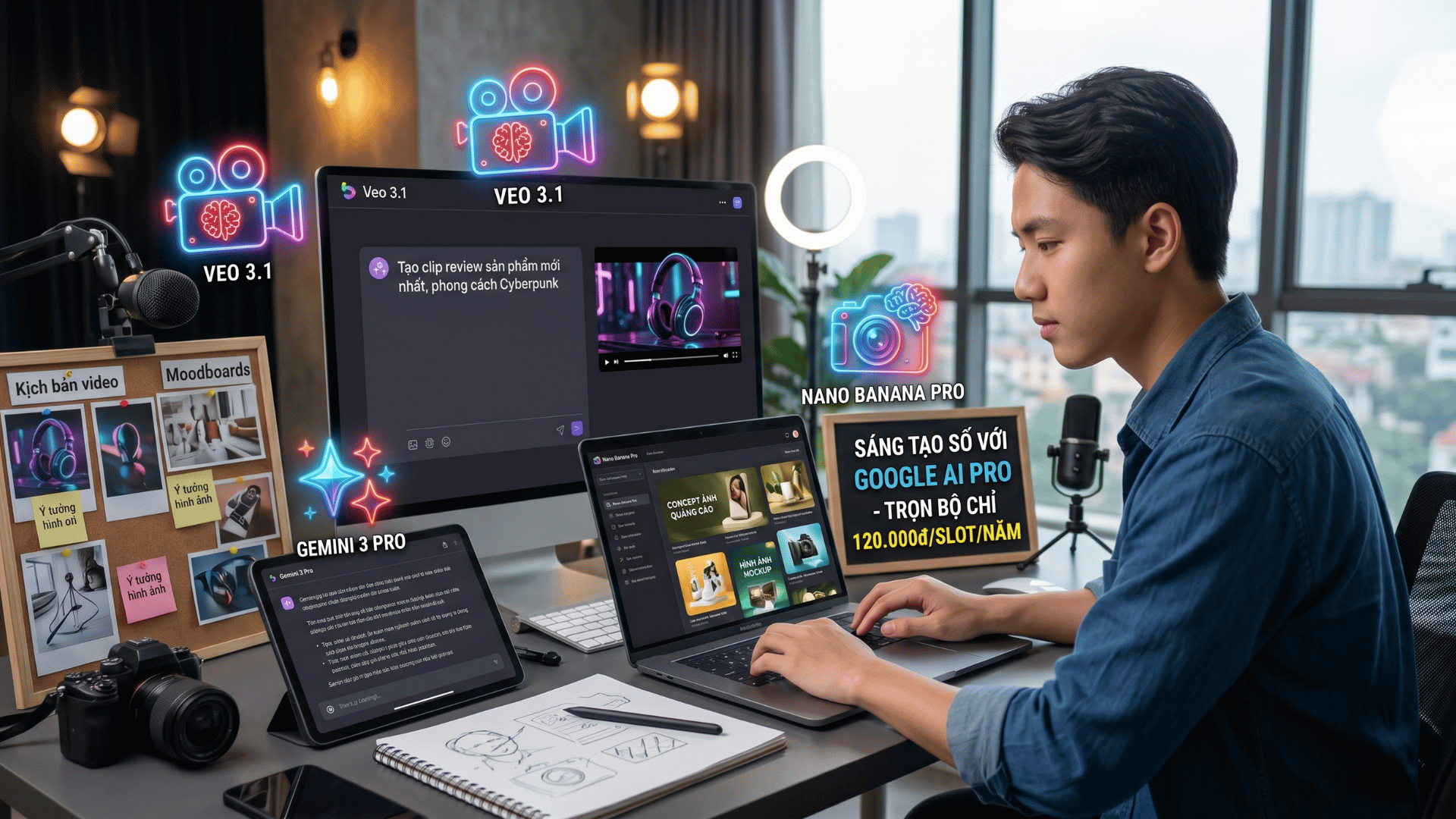 Banner Google AI Pro chính chủ giá rẻ