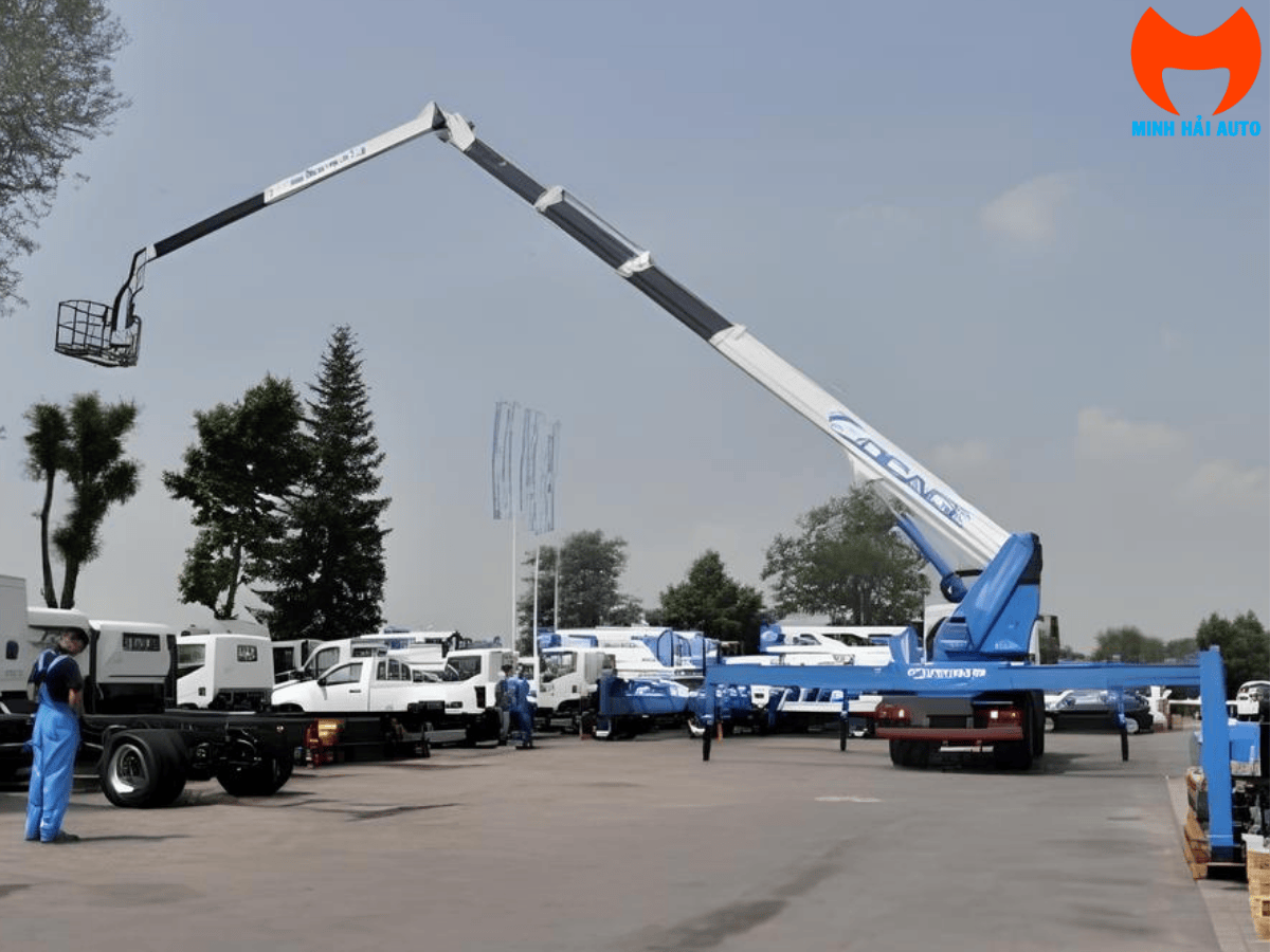 Biểu đồ phạm vi làm việc của xe nâng người 35m, chi tiết hóa tầm với ngang tối đa 30m và chiều cao làm việc 33m.