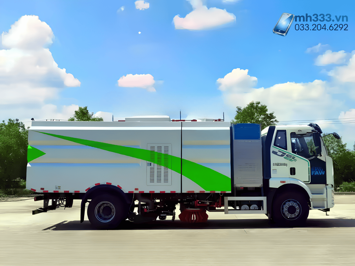 Cận cảnh thùng chứa rác 7m³ bằng thép không gỉ 304 của xe quét đường 15 khối.