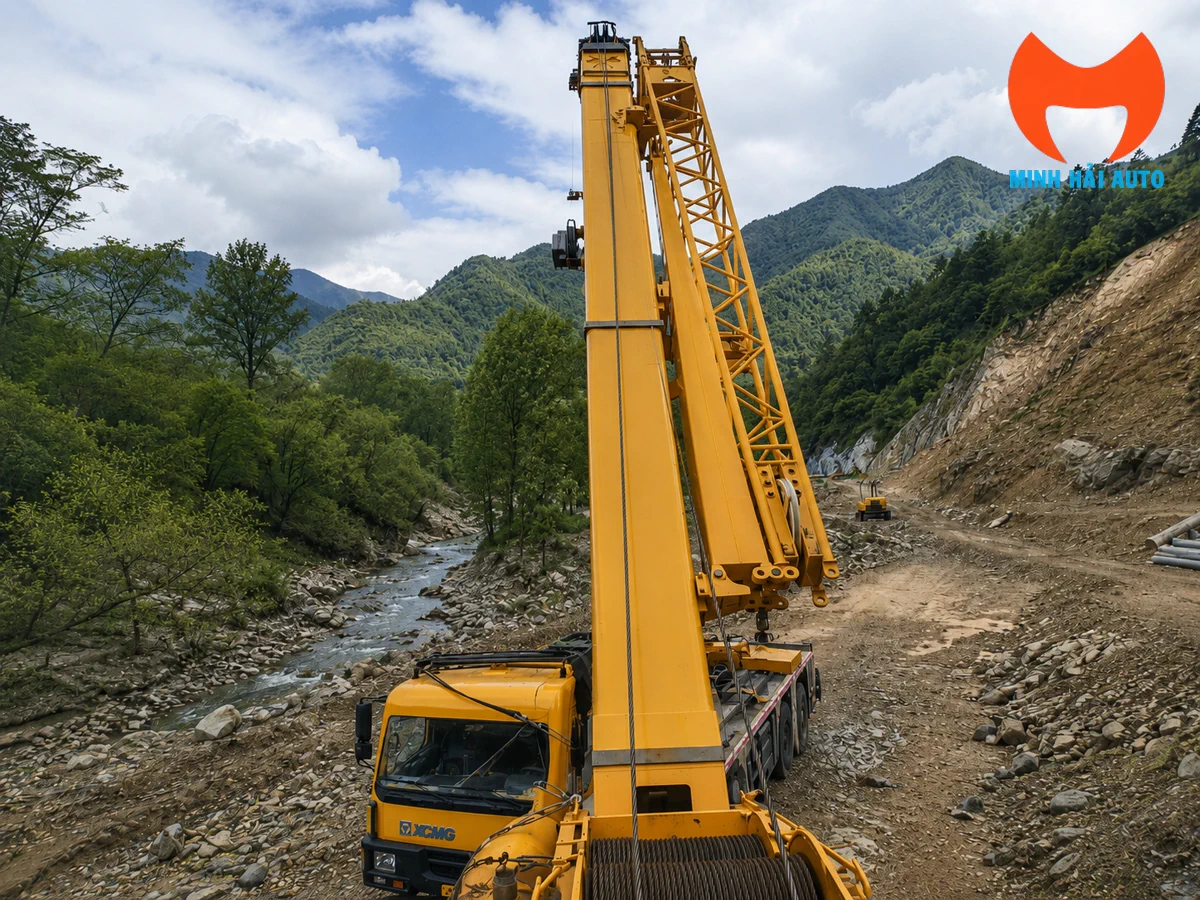 Cần cẩu 5 đoạn của xe cẩu bánh lốp 35 tấn XCMG QY35K