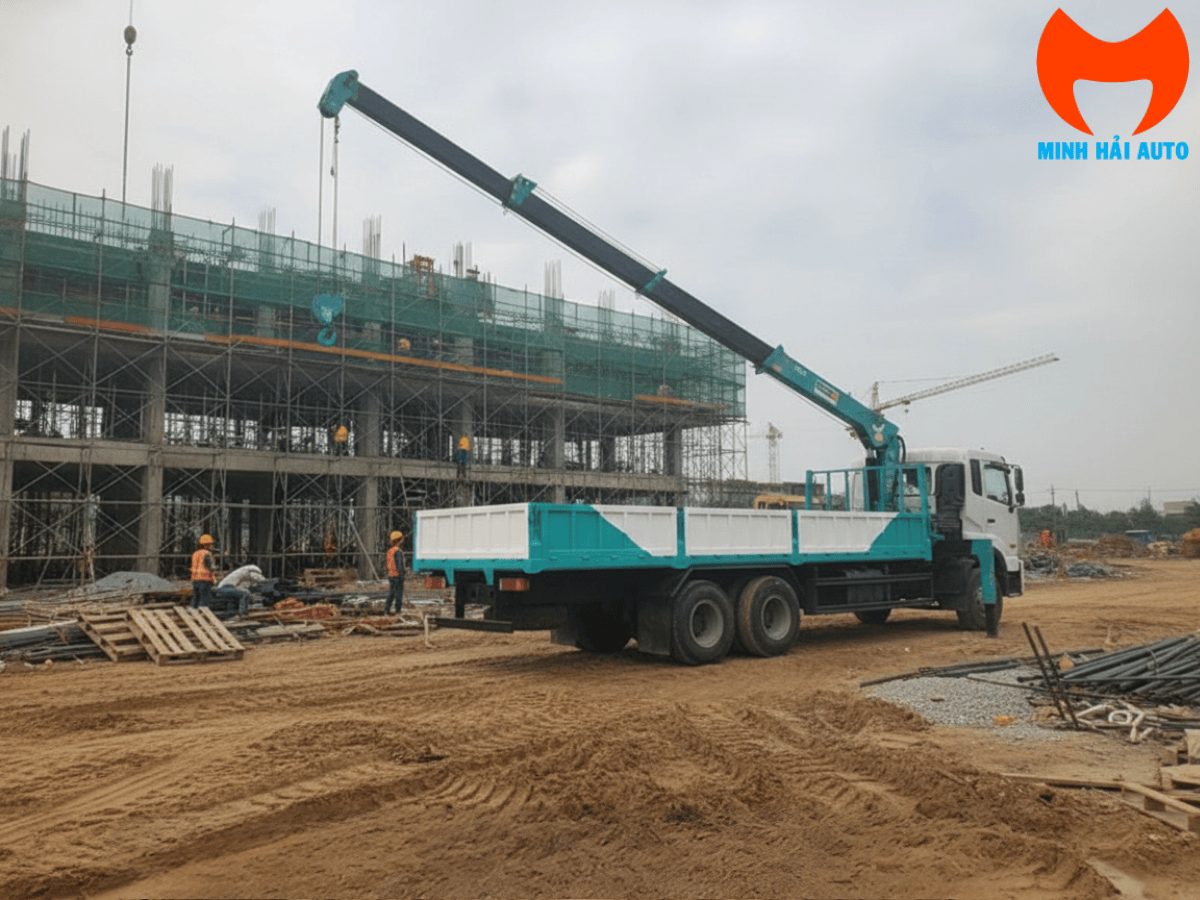 Cần cẩu Hyundai Everdigm HLC-5014M đang thực hiện nâng hạ hàng hóa