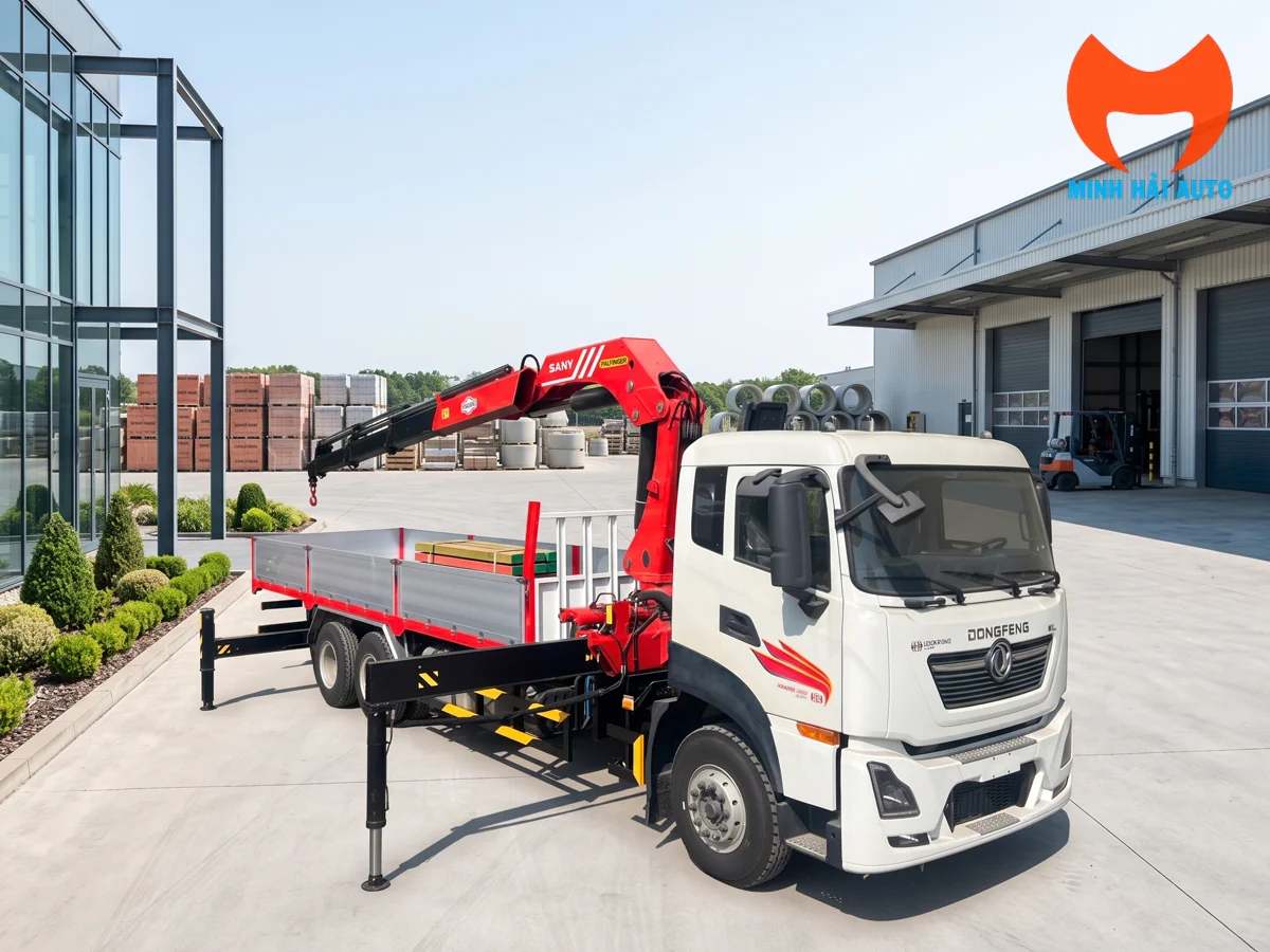 Cẩu gập Palfinger thử gập mở cần trên xe tải
