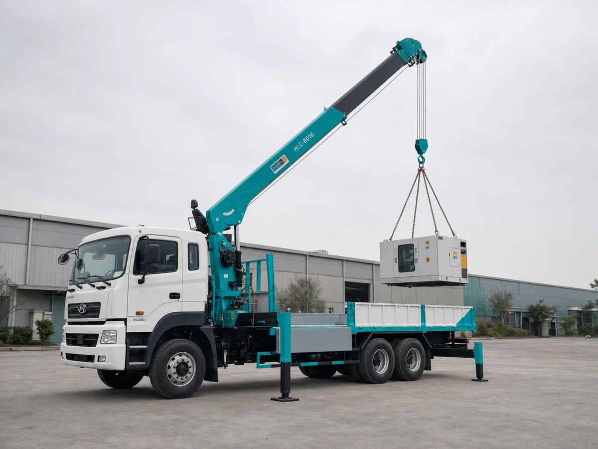 Cẩu Hyundai HLC-8016 nâng kiện máy công nghiệp